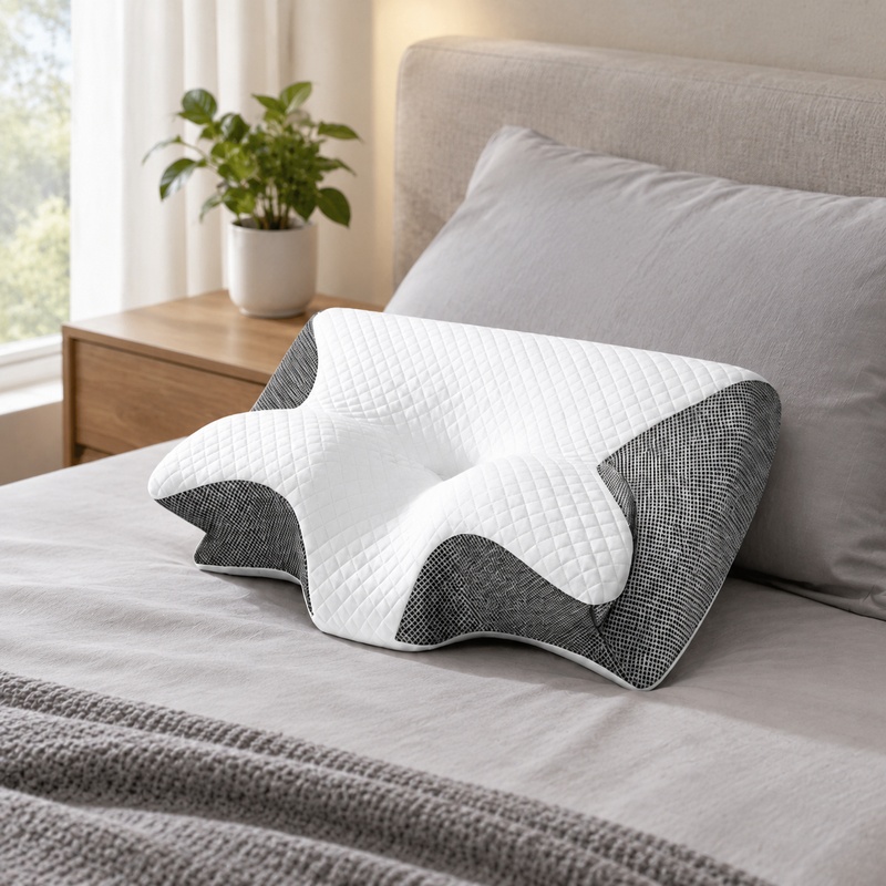 Memory Foam Orthopedic Pillow Neck Pain - หมอนรองคอเมมโมรี่โฟมเพื่อสุขภาพ ระบายอากาศได้ดี ออกแบบตามหลักสรีรศาสตร์ ช่วยบรรเทาอาการปวดและเพิ่มความสบายในการนอนหลับ